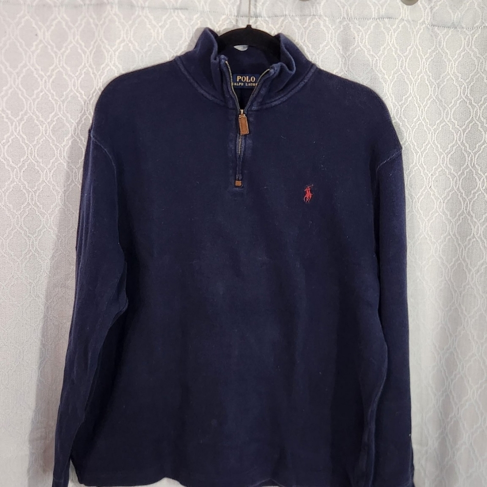 Polo Ralph Lauren Men’s Quarter Zip Pullover Navy Blue Size Large Classic
